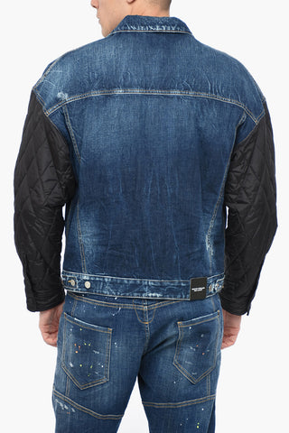Denim Jacket with Quilted Sleeves