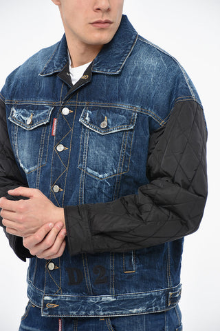 Denim Jacket with Quilted Sleeves