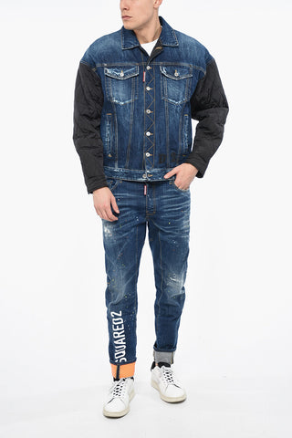 Denim Jacket with Quilted Sleeves