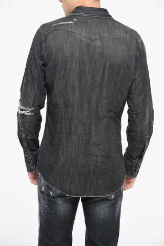 Denim WEST Overshirt with Distressed Effect