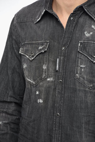 Denim WEST Overshirt with Distressed Effect