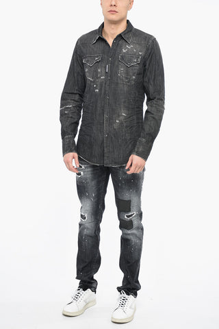 Denim WEST Overshirt with Distressed Effect