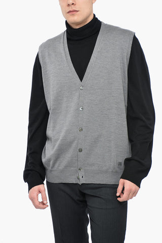 Front Buttoned Virgin Wool Vest