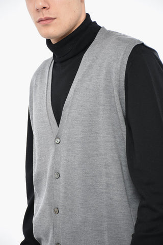 Front Buttoned Virgin Wool Vest