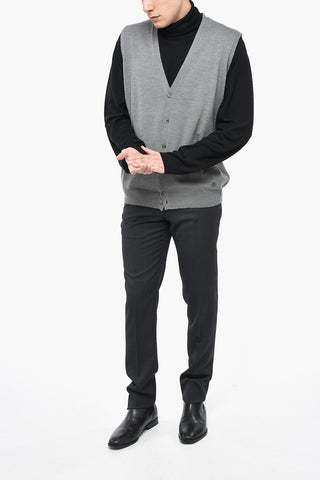 Front Buttoned Virgin Wool Vest