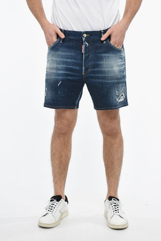 Distressed Denim COMMANDO Shorts with Dark Wash