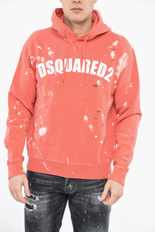 GOTH FOAM Hoodie Sweatshirt with Distressed Effect