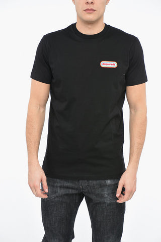Crewneck ROUND COOL T-shirt with Logo Patch