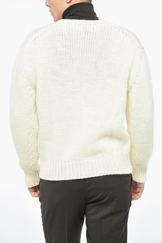 V Neck Wool Pullover with Embroidery