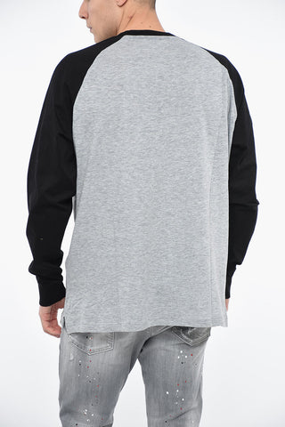 Two-tone DISTRESSED-LOGO T-Shirt with Print