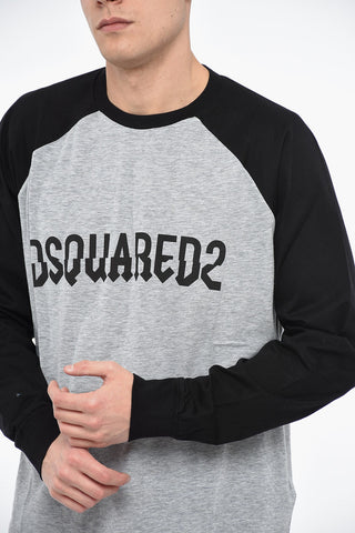 Two-tone DISTRESSED-LOGO T-Shirt with Print