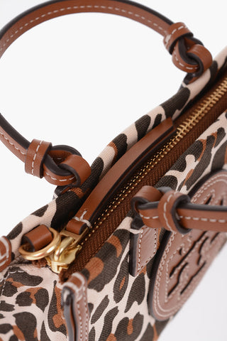Animal Patterned Canvas ELLA Mini Tote Bag with Leather Trims and Removable Shoulder Strap