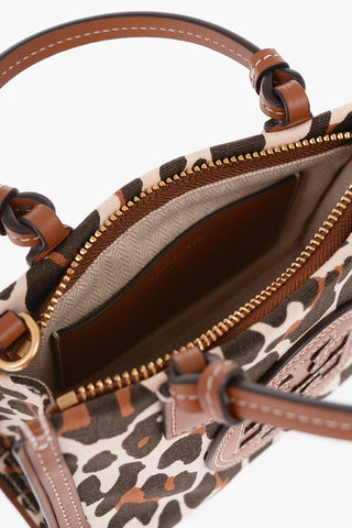 Animal Patterned Canvas ELLA Mini Tote Bag with Leather Trims and Removable Shoulder Strap