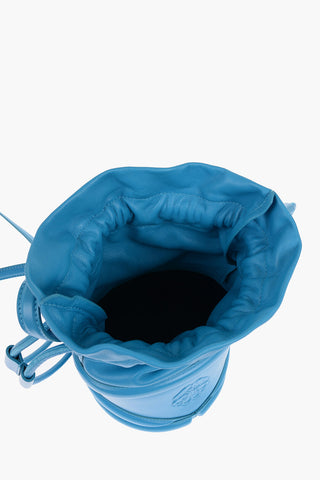 Leather Bucket Bag with Embossed Logo