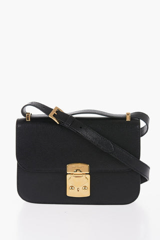 Leather MADRAS Crossbody Bag with Golden Details