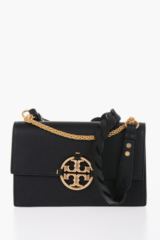 Leather MILLER Shoulder Bag with Golden Metal Logo