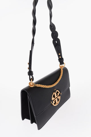 Leather MILLER Shoulder Bag with Golden Metal Logo