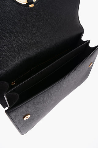 Leather MILLER Shoulder Bag with Golden Metal Logo