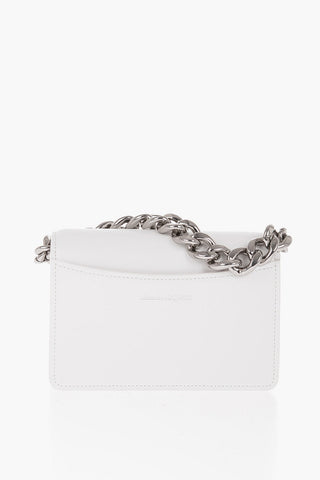 Leather FOUR RING Clutch with Silver-Tone Chain