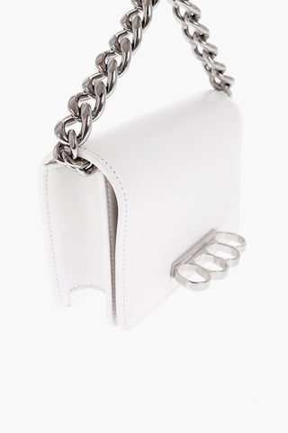 Leather FOUR RING Clutch with Silver-Tone Chain