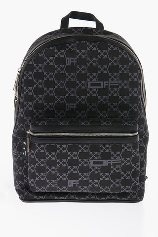 Solid Color Backpack with All-Over Logo and Leather Trims