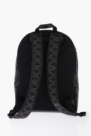 Solid Color Backpack with All-Over Logo and Leather Trims