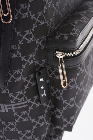 Solid Color Backpack with All-Over Logo and Leather Trims