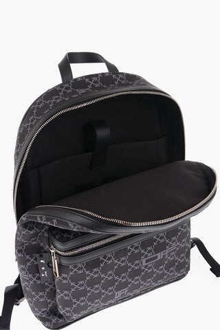 Solid Color Backpack with All-Over Logo and Leather Trims