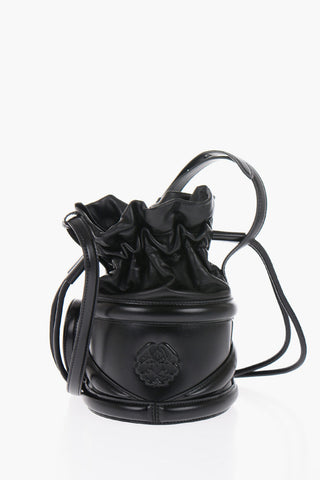 Borsa a Spalla in Pelle con Logo in Rilievo