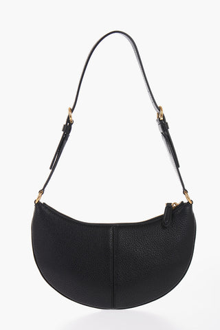 Leather MAXI GANCIO Shoulder Bag with Golden Metal Details