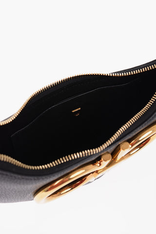 Leather MAXI GANCIO Shoulder Bag with Golden Metal Details