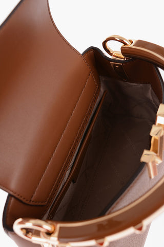 MICHAEL Textured Leather KARLIE Handbag with Golden Details