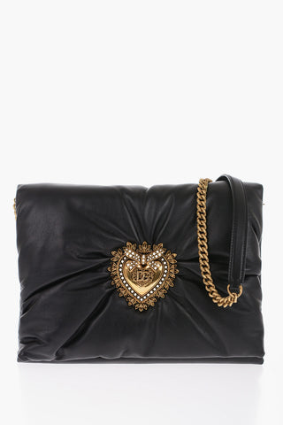 DEVOTION Leather Shoulder Bag with Golden Metal Heart