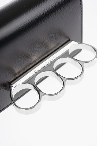 Leather FOUR RING Card Holder with Chain Shoulder Strap