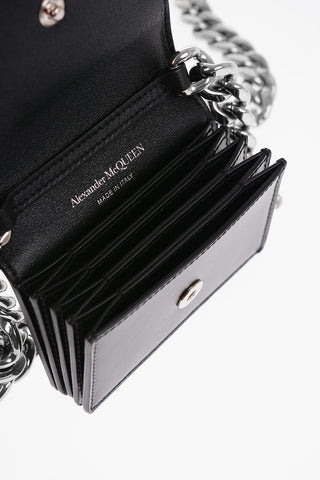 Leather FOUR RING Card Holder with Chain Shoulder Strap