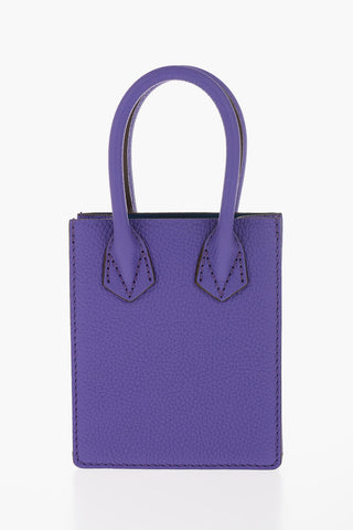 Textured Leather Mini Tote Bag with Remoable Shoulder Strap