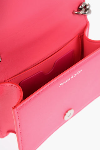 Leather FOUR RING Clutch with Silver-Tone Chain