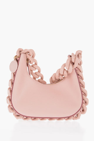 Textured Faux Leather Mini Hobo Bag with Chain Detail