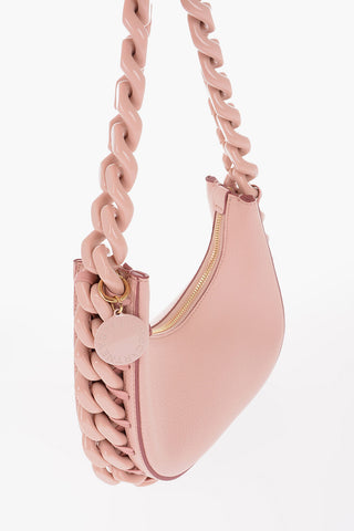 Textured Faux Leather Mini Hobo Bag with Chain Detail