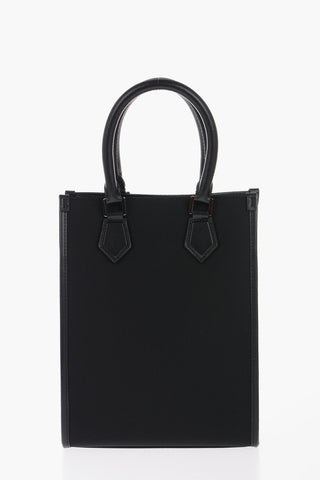 Nylon and Leather Tote Bag with Embossed Logo