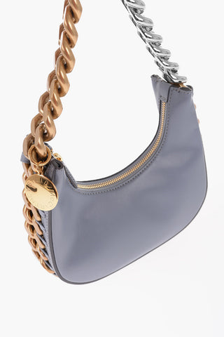 Faux Leather Mini Hobo Bag with Gradient Chain Detail