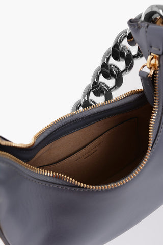 Faux Leather Mini Hobo Bag with Gradient Chain Detail