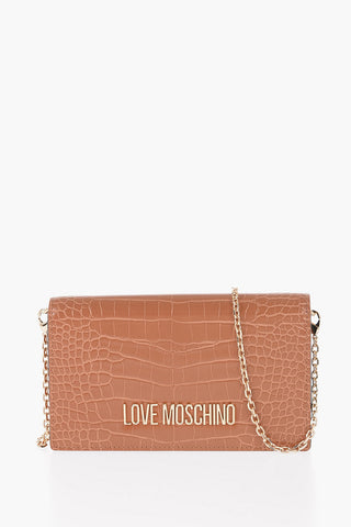 LOVE Crocodile Effect Faux Leather Shoulder Bag with Inner Compartments