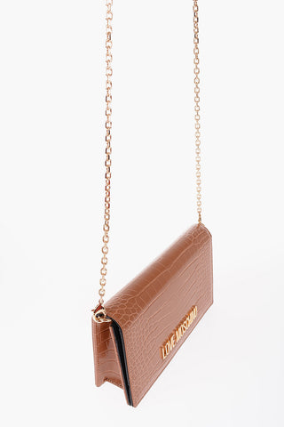 LOVE Crocodile Effect Faux Leather Shoulder Bag with Inner Compartments