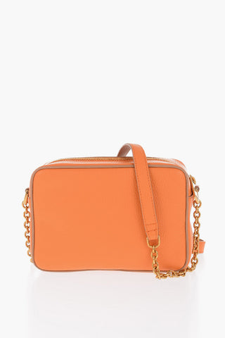 Camera Bag in Pelle Martellata con Catena Dorata