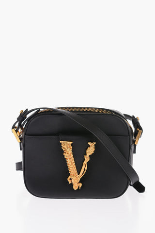 Leather VIRTUS Crossbody Bag with Golden Buckle