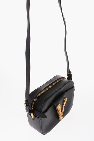 Leather VIRTUS Crossbody Bag with Golden Buckle