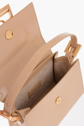 Patent Leather Hand Bag with Golden Buckle