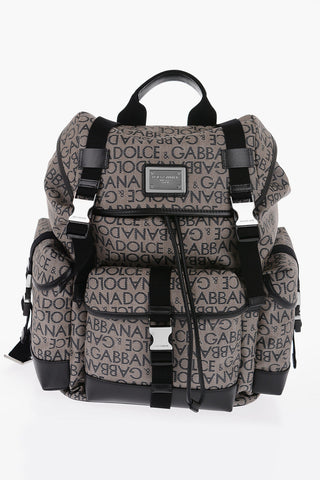 Zaino in Pvc e pelle con Logo All-Over