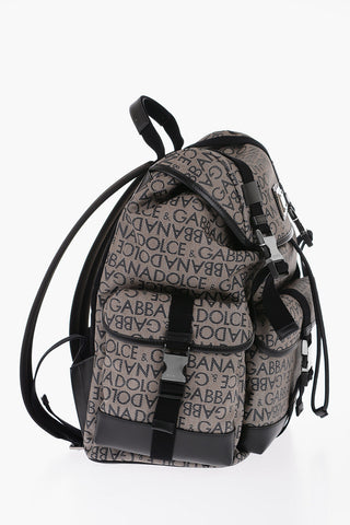 Zaino in Pvc e pelle con Logo All-Over
